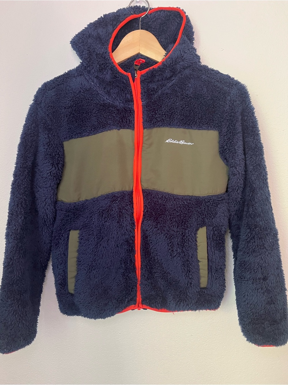 Eddie Bauer Jacket Boy Kids M 10/12 Fluffy Fleece Blue
